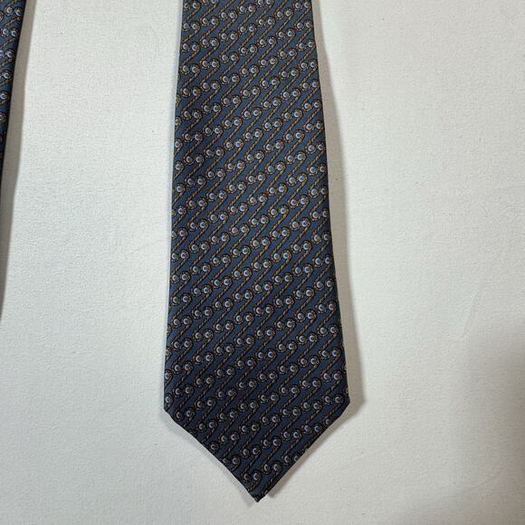 HERMES PARIS BLUE SILK MEN'S Neck Tie W:3 1/2" BY L:56" - Picture 2 of 6